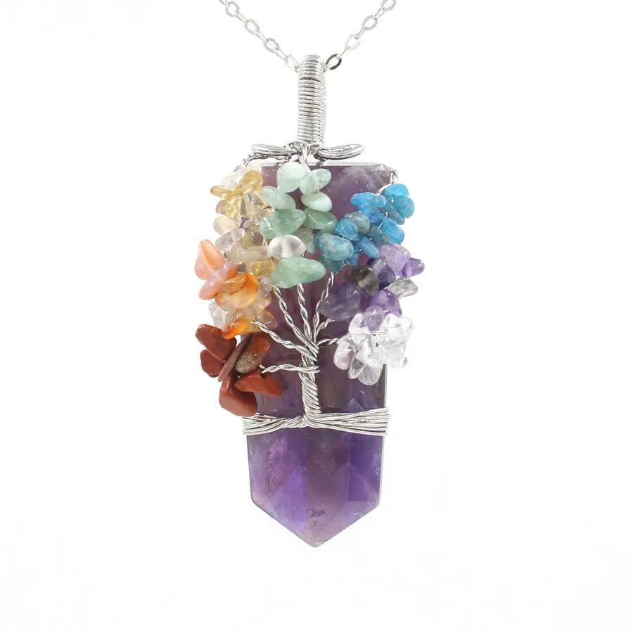 LovelyRLovely Crystal Column Tree Of Life Winding Pendant Necklace