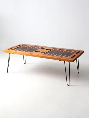 mid century backgammon game table coffee table