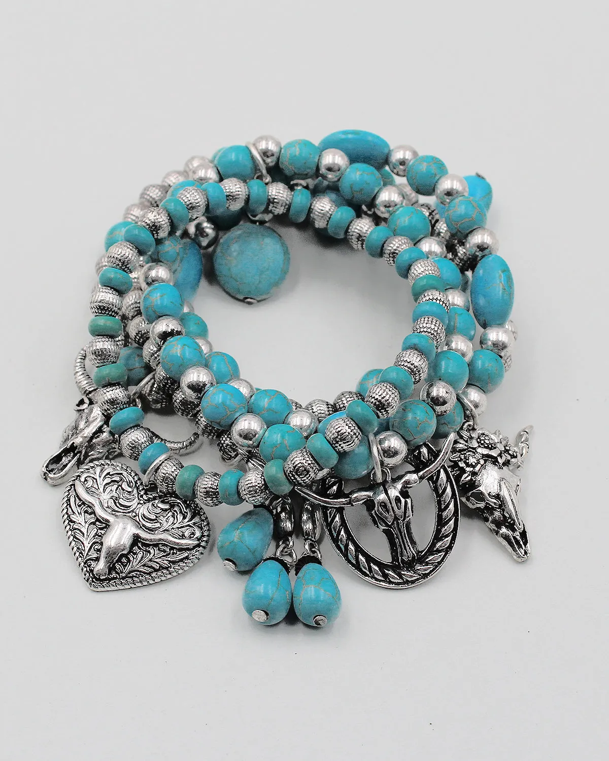 Multiple Layered Bull Head Charm Bracelet