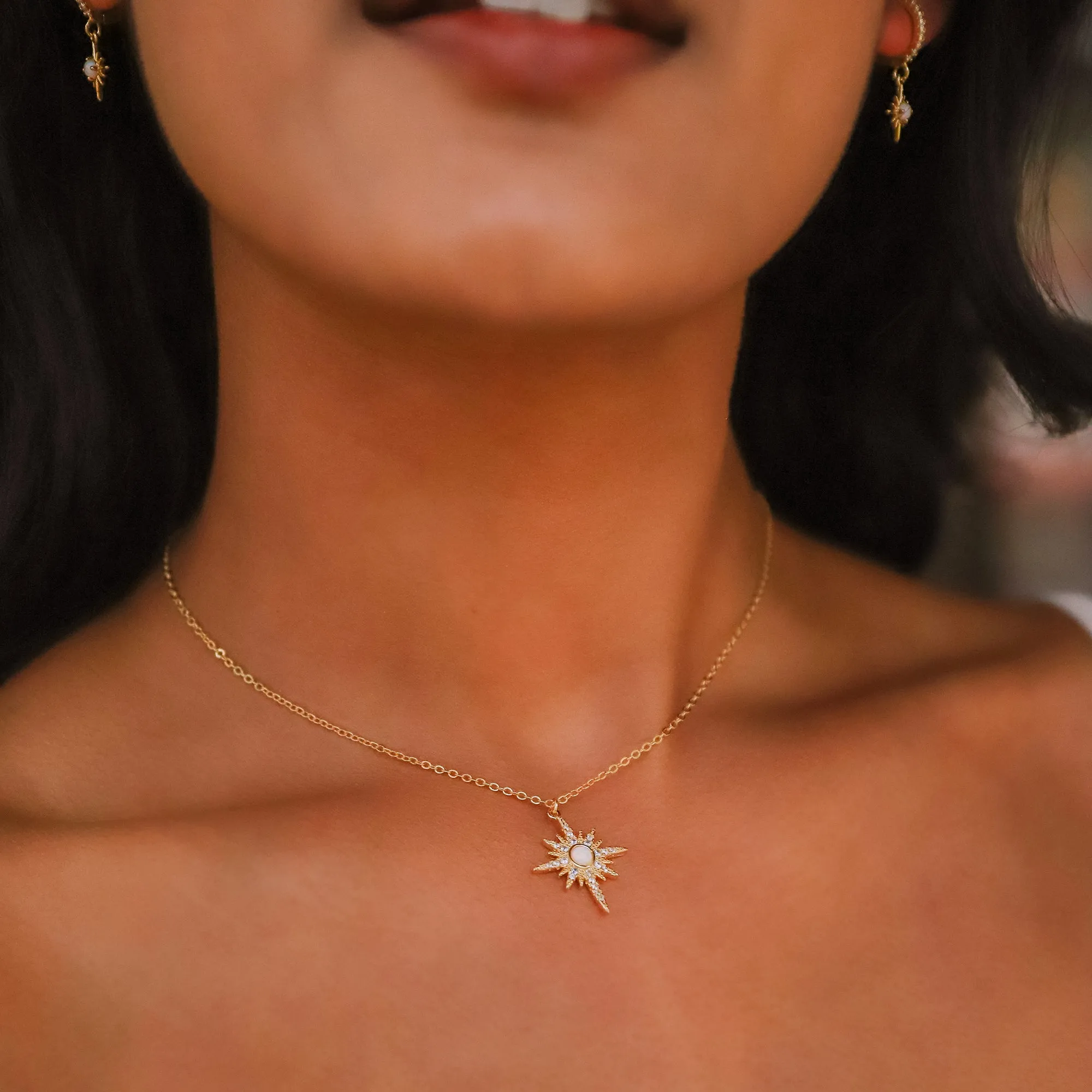 North Star Gift Set | Earrings & Necklace | 18k Gold Plated