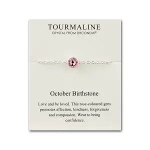 October (Tourmaline) Birthstone Anklet Created with Zircondia® Crystals