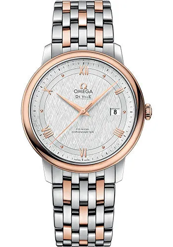 Omega De Ville Prestige Co-Axial Watch - 39.5 mm Steel And Red Gold Case - White Silvery Dial - 424.20.40.20.02.002