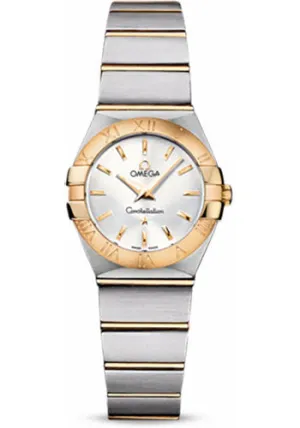 Omega Ladies Constellation Quartz Watch - 24 mm Brushed Steel And Yellow Gold Case - Silver Dial - 123.20.24.60.02.002