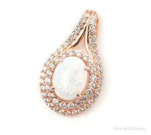 Opal Cubic Zirconia Rose Gold Vermeil Sterling Silver Necklace Pendant