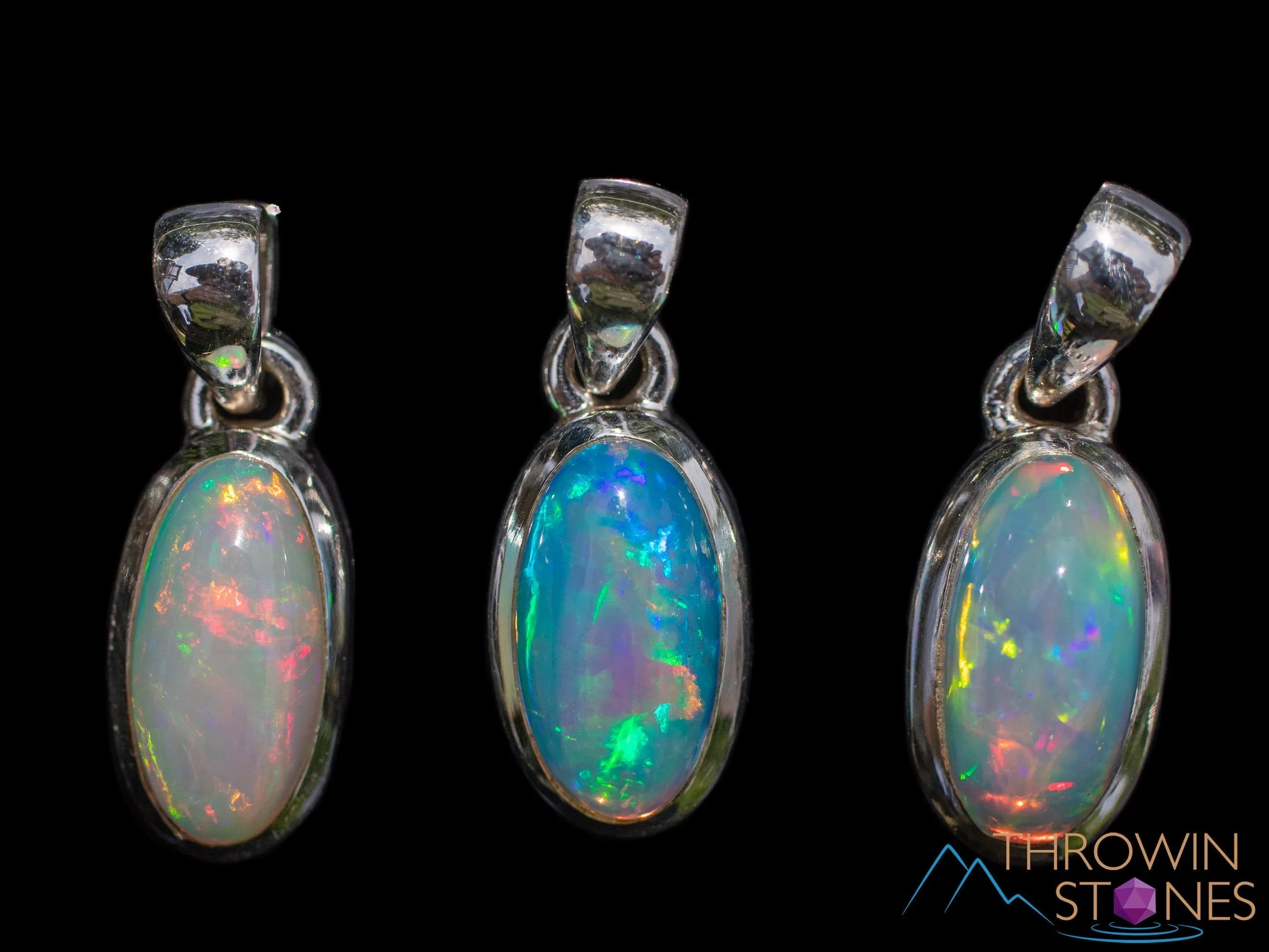 OPAL Pendant - Sterling Silver, Oval, Small - Birthstone Jewelry, Opal Cabochon Necklace, Welo Opal,  E1876