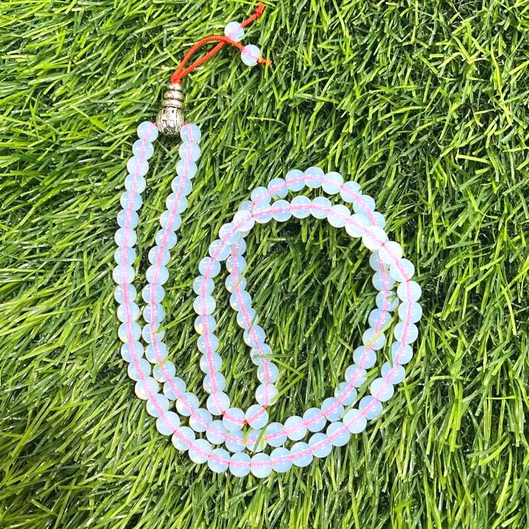 Opalite Jaap Mala Rosery for Pooja and Astrology (108 1 Beads; Bead Size : 6 mm)