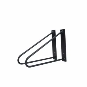 Original Hairpin Shelf Brackets / Floating Desk Brackets, Pair of 2‚ Jet Black Satin