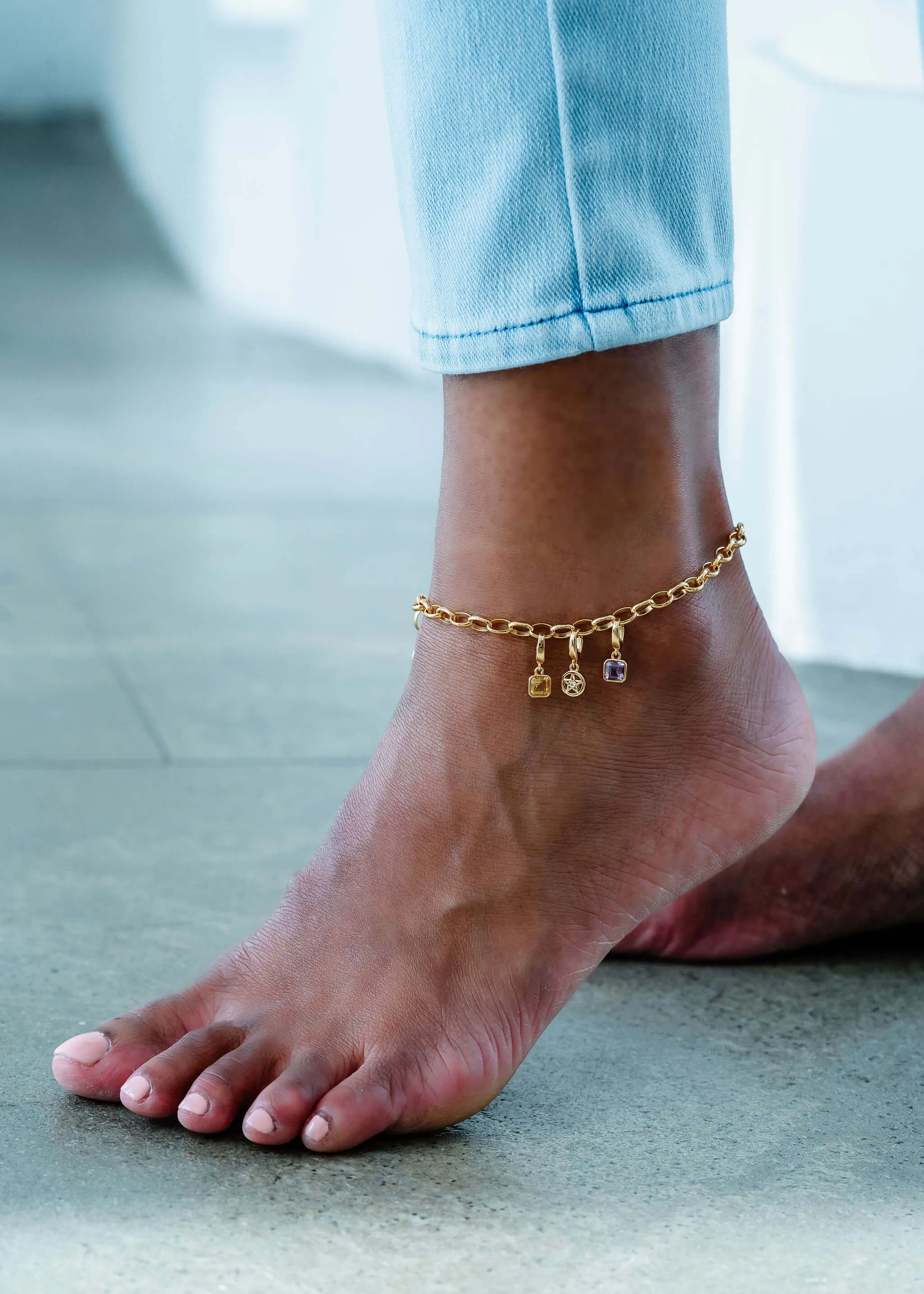 Oval Link Charm Anklet