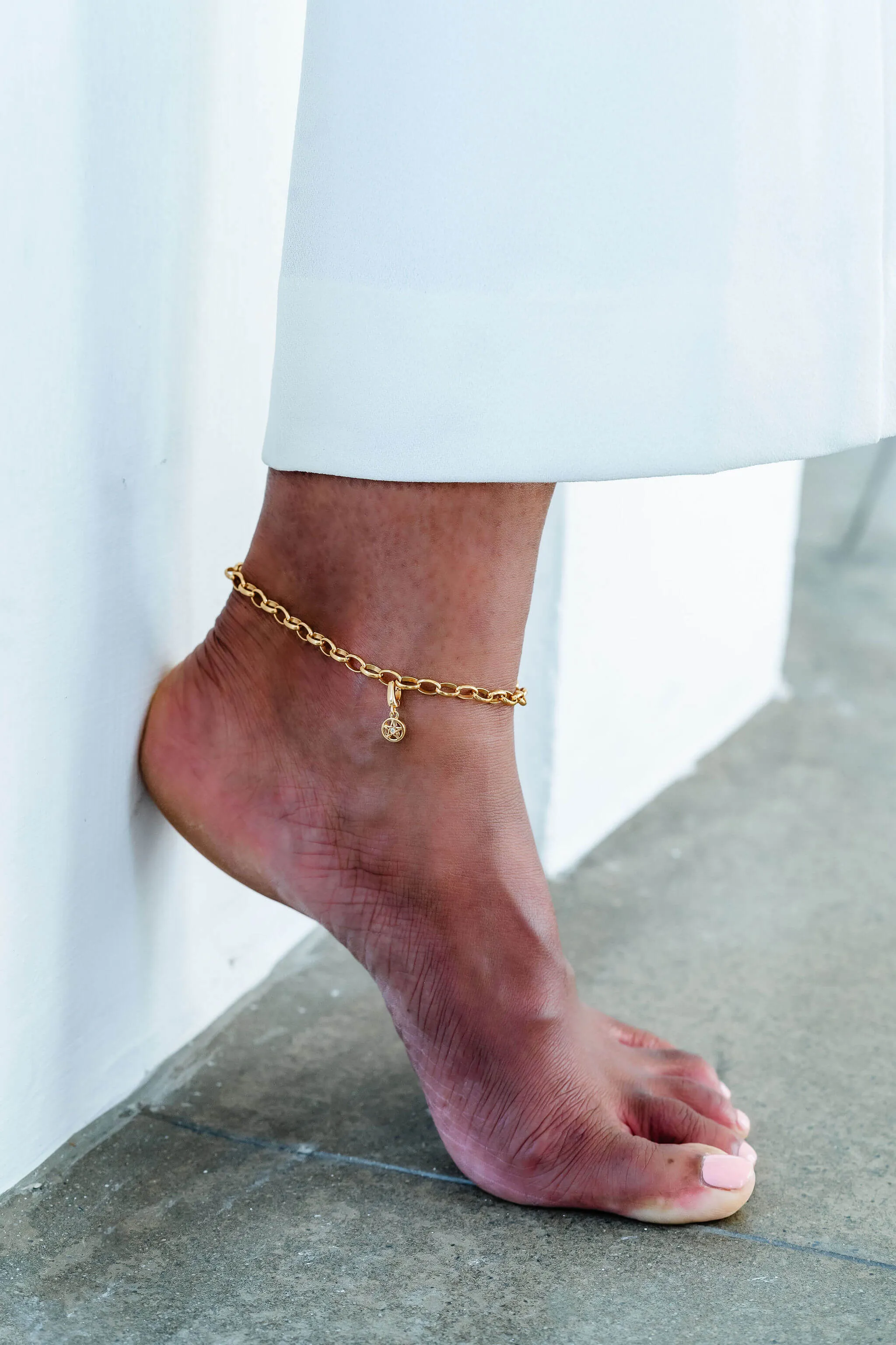 Oval Link Charm Anklet