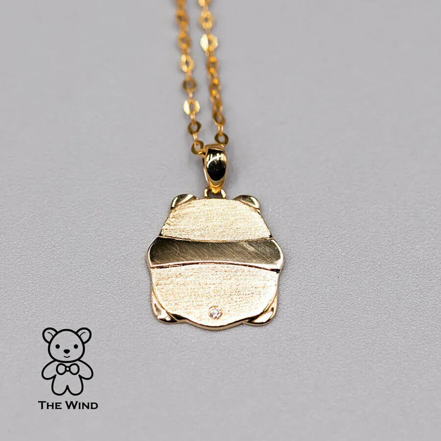 Panda Diamond Pendant Necklace 18K Yellow Gold