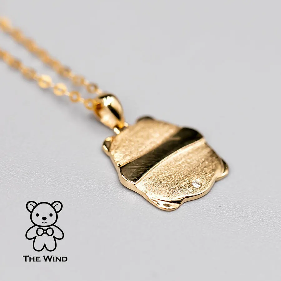 Panda Diamond Pendant Necklace 18K Yellow Gold