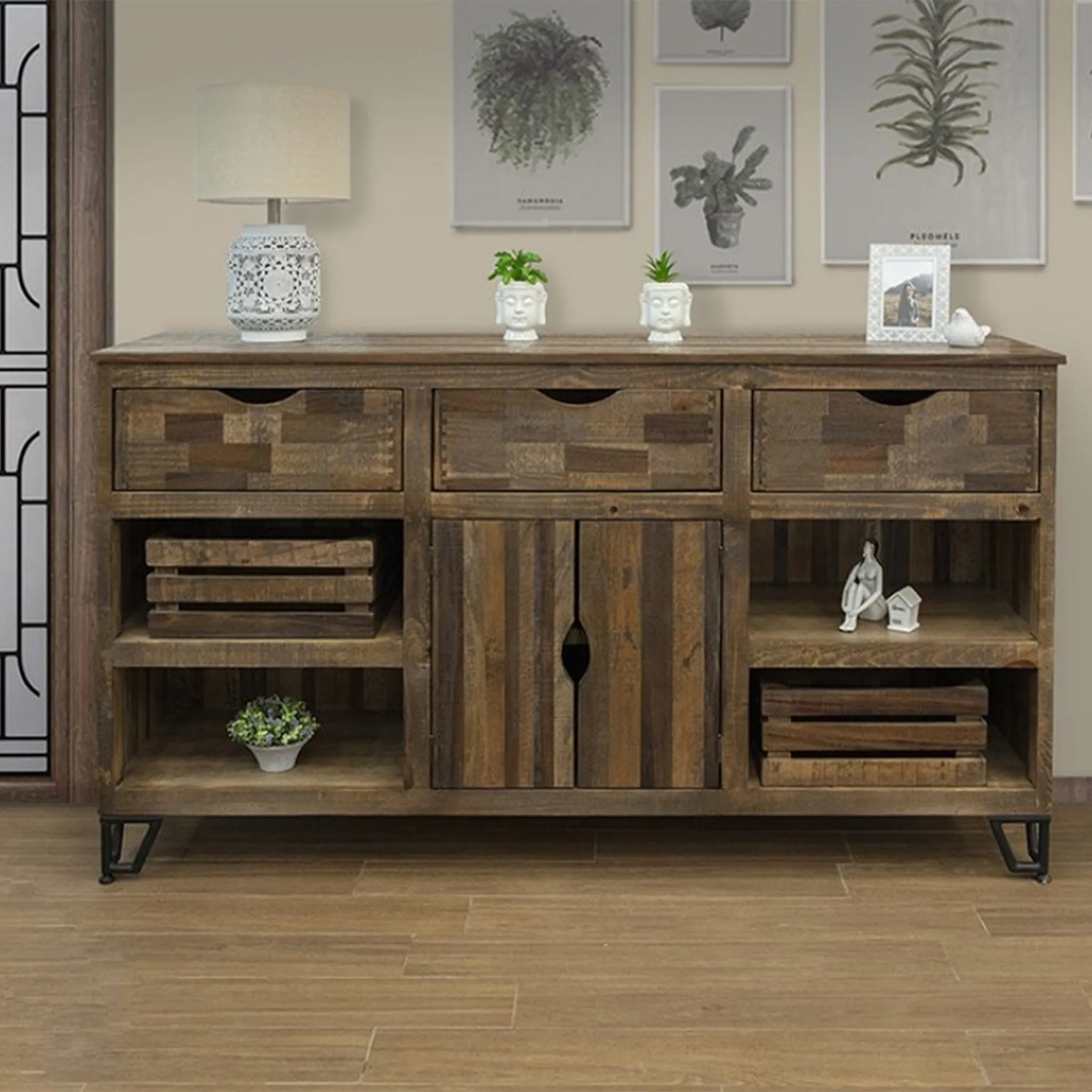 Paulo Multi-Wood 3 Drawer Sideboard