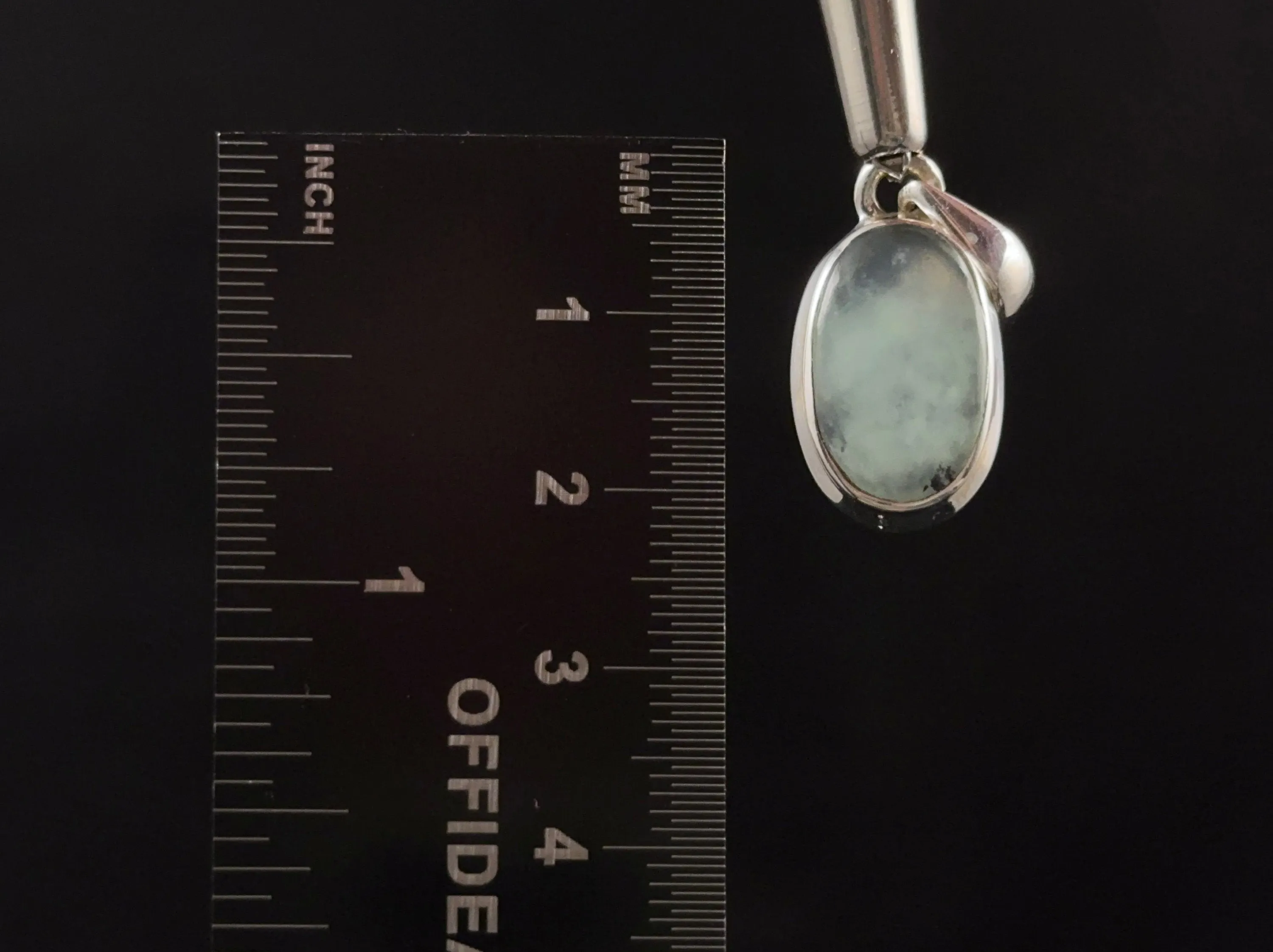 PERUVIAN OPAL Crystal Pendant - Genuine BLUE Opal Oval Cabochon with a Polished Finish and Set in an Open Back Bezel, 52897