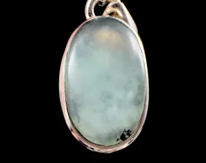 PERUVIAN OPAL Crystal Pendant - Genuine BLUE Opal Oval Cabochon with a Polished Finish and Set in an Open Back Bezel, 52897