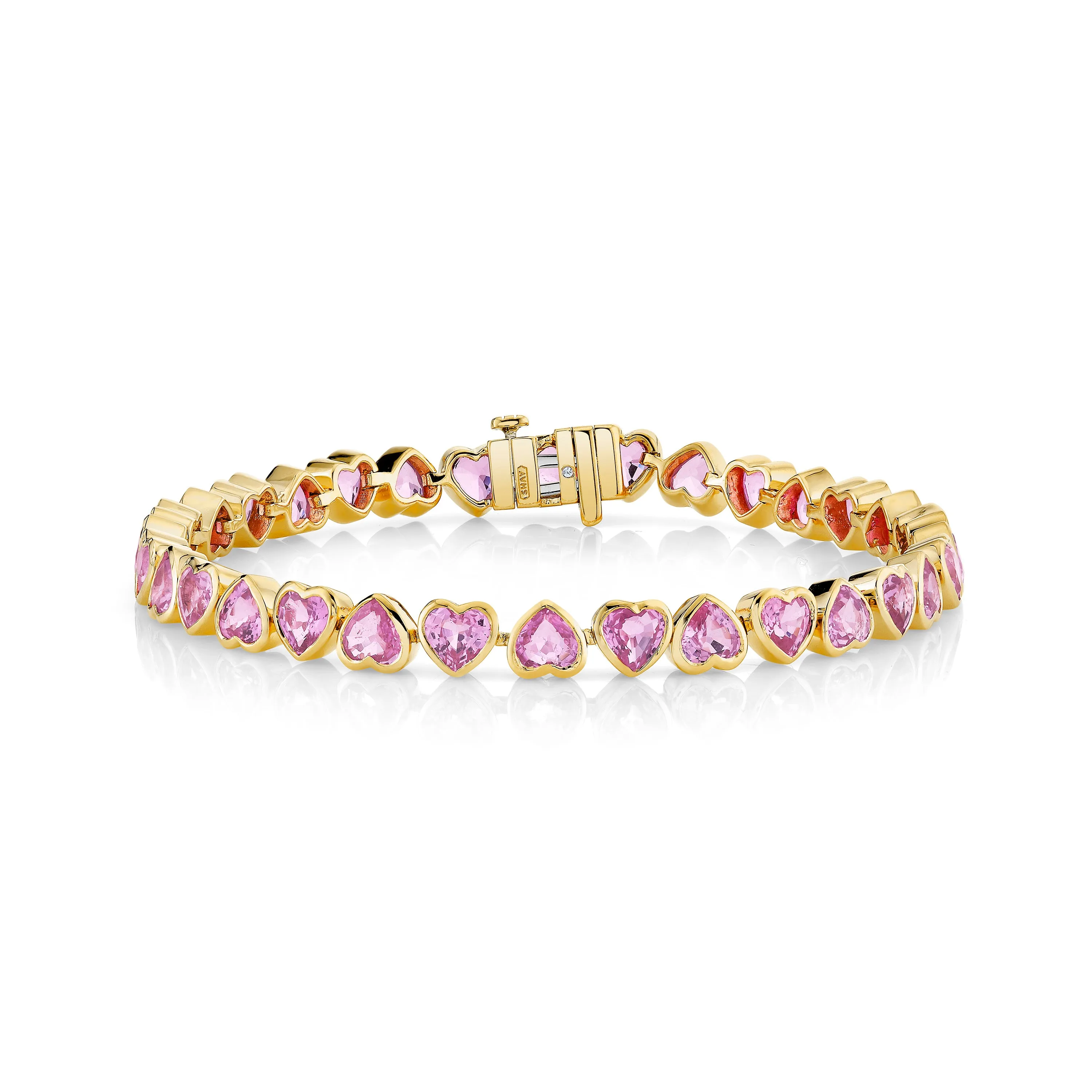 PINK SAPPHIRE BEZEL HEART TENNIS BRACELET