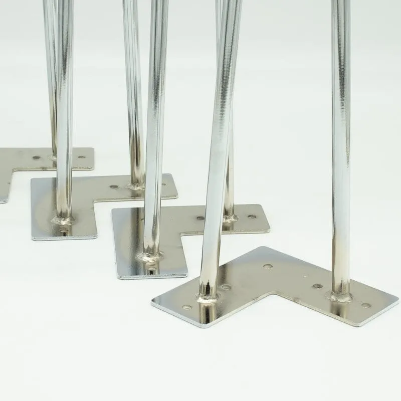 Premium Hairpin Table Legs 2 Rod 16" - Chrome Steel  - Set of 4