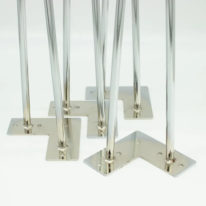 Premium Hairpin Table Legs 2 Rod 16" - Chrome Steel  - Set of 4