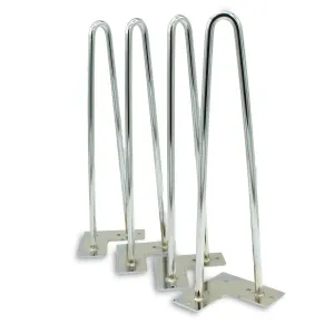 Premium Hairpin Table Legs 2 Rod 16" - Chrome Steel  - Set of 4