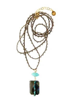 Provo Knotted Pendant Necklace - Dark Turquoise