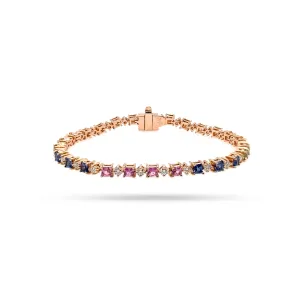 Rainbow Princess Sapphire Diamond Bracelet