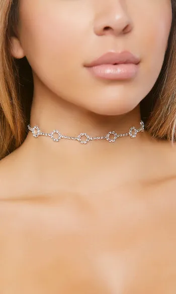 Rhinestone Ring Chain Inspired Choker