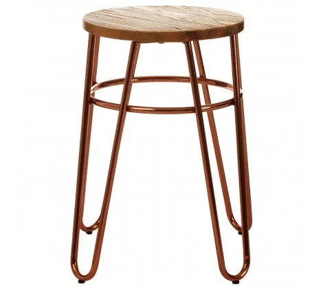 Rose Gold & Elm Wood Hairpin Stool