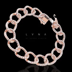 Rose Studded Cuban Link Diamond Bracelet 14kt