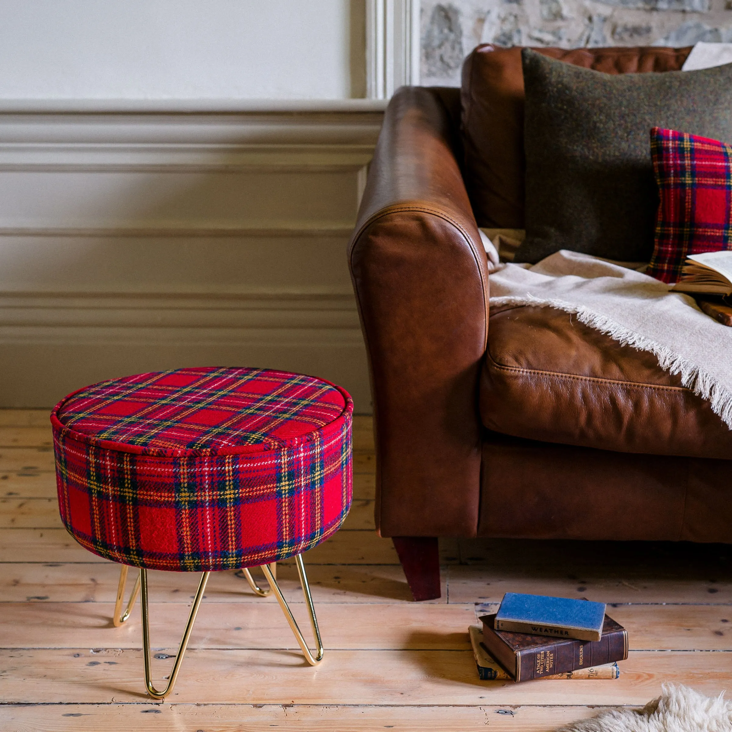 Royal Stewart Tartan Footstool