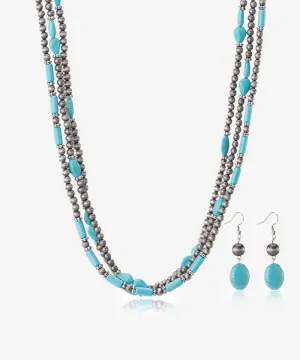 Rustic Couture's Beaded Necklace Earrings Set