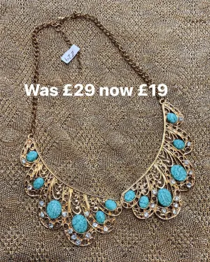 SALE Turquoise Blue Collar Necklace