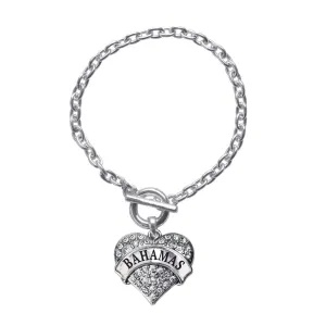 Silver Bahamas Pave Heart Charm Toggle Bracelet