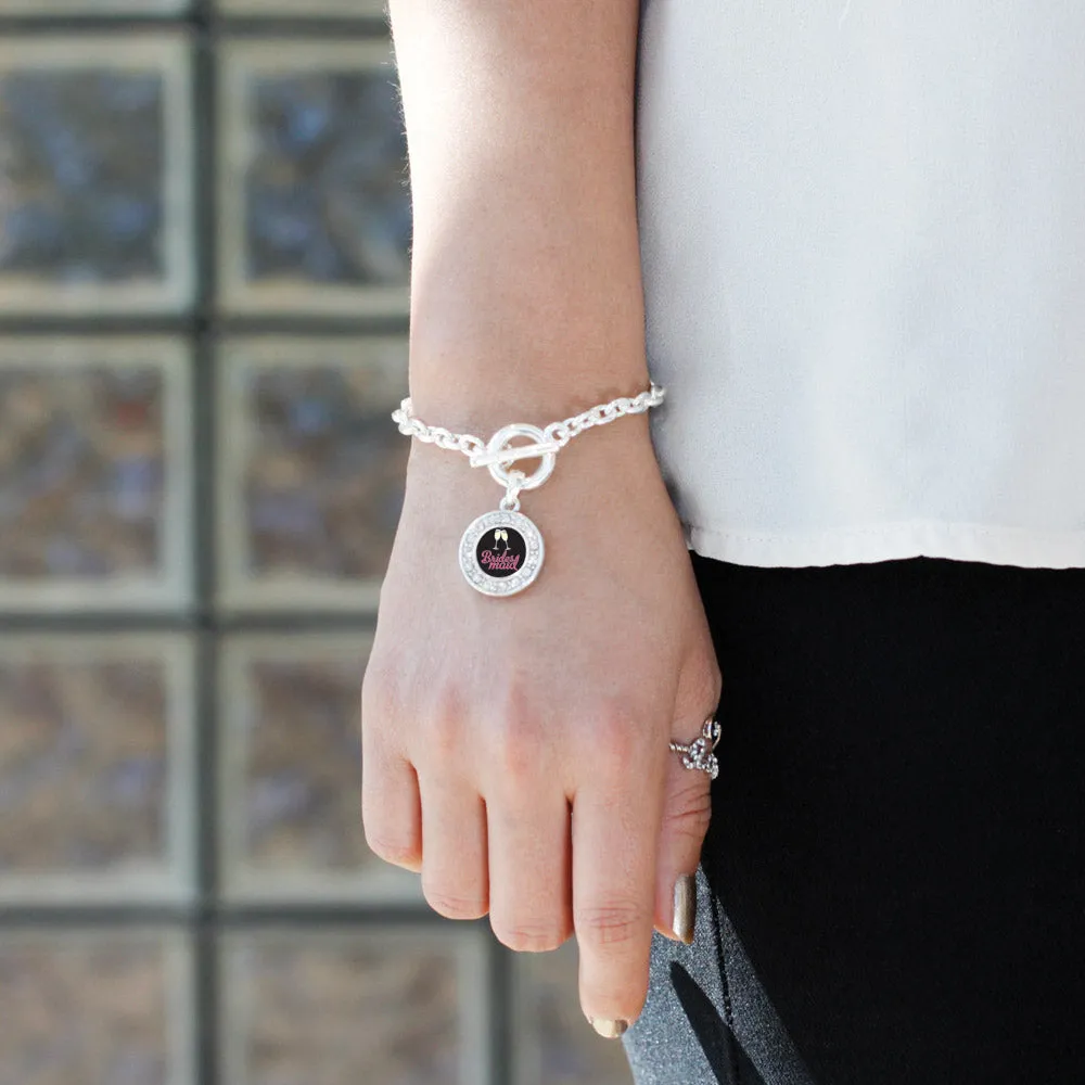 Silver Bridesmaid Circle Charm Toggle Bracelet