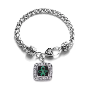 Silver Cerebral Palsy Square Charm Braided Bracelet