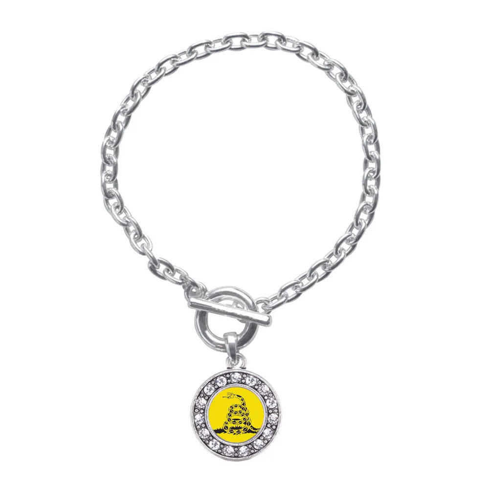 Silver Don't Tread on Me Circle Charm Toggle Bracelet