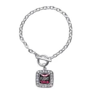 Silver Flight Diva Square Charm Toggle Bracelet