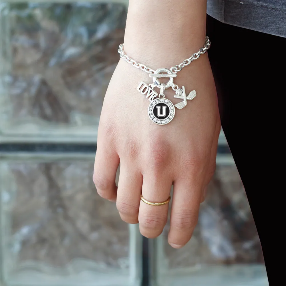 Silver Golf - Sports Initial U Circle Charm Toggle Bracelet