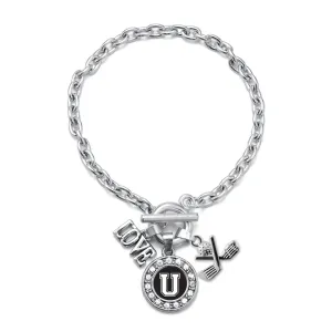 Silver Golf - Sports Initial U Circle Charm Toggle Bracelet