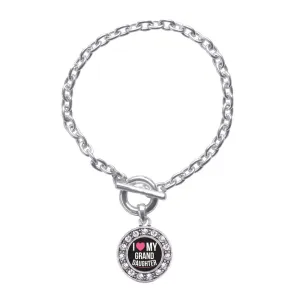 Silver I Love My Grand daughter Circle Charm Toggle Bracelet