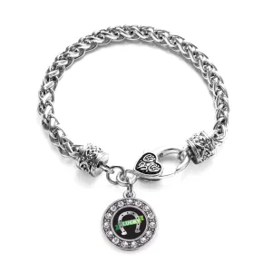 Silver Lucky Horse Shoe Circle Charm Braided Bracelet