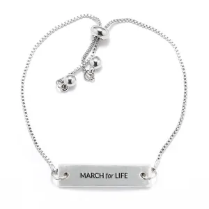 Silver March for Life Adjustable Bar Bracelet