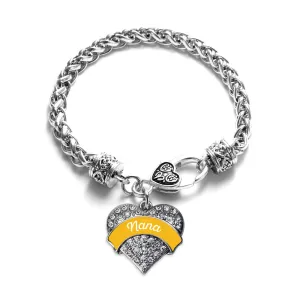 Silver Marigold Nana Pave Heart Charm Braided Bracelet