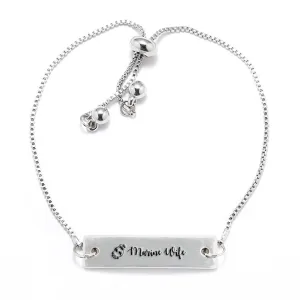 Silver Marine Wife Adjustable Bar Bracelet