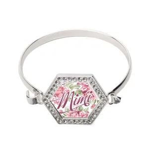 Silver Mimi Floral Hexagon Charm Bangle Bracelet