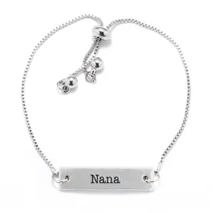 Silver Nana Adjustable Bar Bracelet