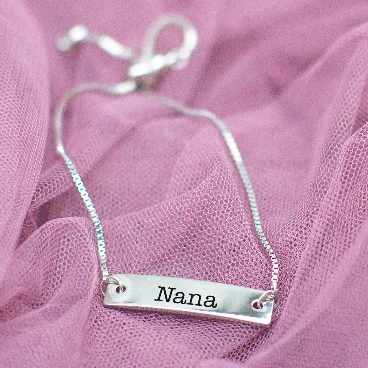 Silver Nana Adjustable Bar Bracelet