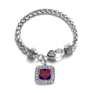 Silver National Guard Square Charm Braided Bracelet