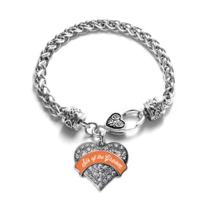 Silver Orange Sis of the Groom Pave Heart Charm Braided Bracelet