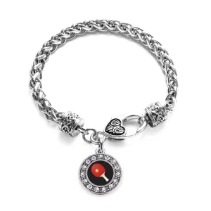 Silver Ping Pong Circle Charm Braided Bracelet