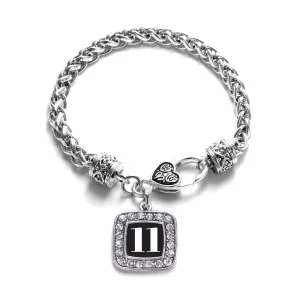 Silver Sport Number 11 Square Charm Braided Bracelet