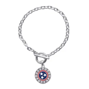 Silver Tennessee Flag Circle Charm Toggle Bracelet